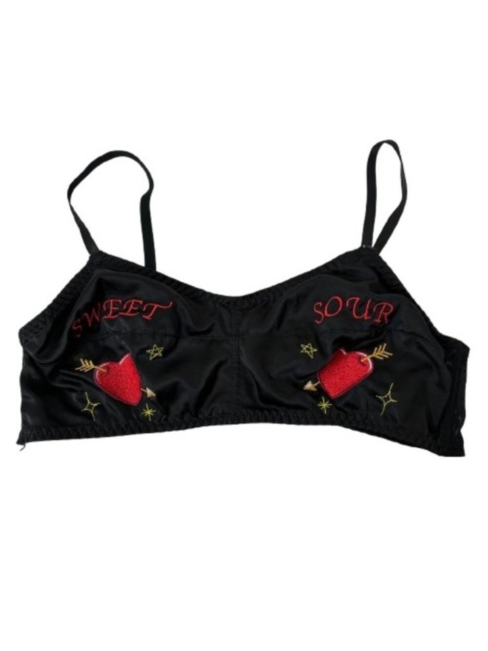 Playful Promises Bettie Paige Clara Sweet and Sour Retro Embroidery Bralette  Sz